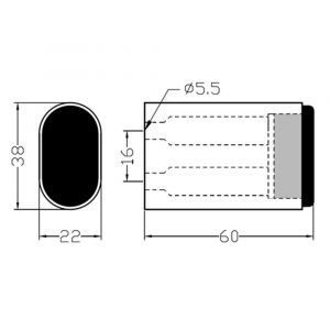 Hermeta 4704 deurbuffer ovaal 60 mm mat zwart EAN sticker 4704-18E