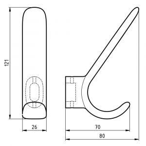 Hermeta X'Tenz X003 garderobe hoed- en jashaak enkel J'é brons X003.04-04