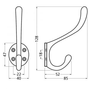 Hermeta 0010 garderboe hoed- en jashaak enkel nieuw zilver EAN sticker 0010-02E