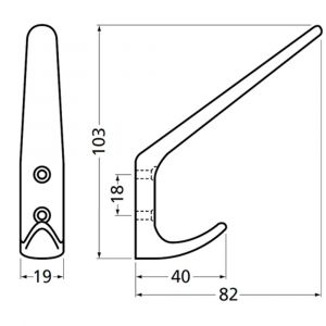 Hermeta 0034 garderobe hoed- en jashaak enkel naturel 0034-01