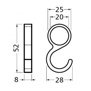 Hermeta 0591 schuifhaak voor ronde garderobebuis d=19 mm mat naturel EAN sticker 0591-11E