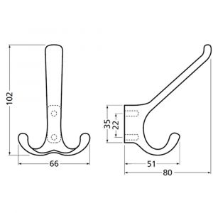 Hermeta 0820 garderobe hoed- en jashaak dubbel nieuw zilver 0820-02