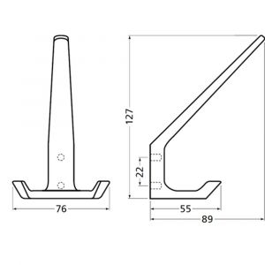 Hermeta 0860 garderobe hoed- en jashaak dubbel nieuw zilver 0860-02