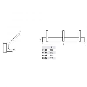 Hermeta 0884 garderobe kapstok 4x haak nummer 880 naturel EAN sticker 0884-01E