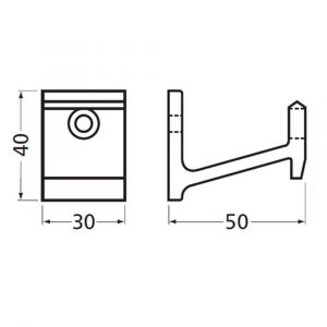 Hermeta 2660 garderobebuis wandsteun voor lijst 2650 mat naturel 2660-11