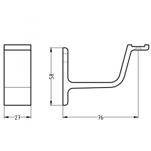 Hermeta 3551 leuninghouder vlakzadel profiel stok M8 mat naturel 3551-11