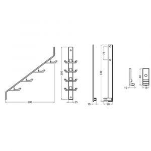 Hermeta 2352 garderobe steun sierlijst Gardelux 2R mat zwart 2352-18