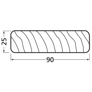 Hermeta 3007 zitbank zitdeel hout 90x25 mm meranti hardhout per meter 3007-99M