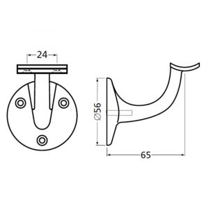 Hermeta 3500 leuninghouder 65 mm holzadel nieuw zilver 3500-02