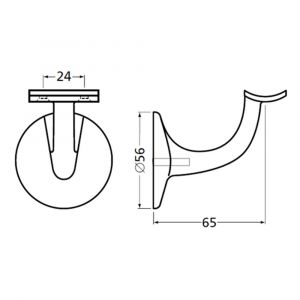 Hermeta 3501 leuninghouder 65 mm holzadel M8 wit 3501-79