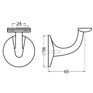 Hermeta 3503 leuninghouder 65 mm vlakzadel M8 wit 3503-79