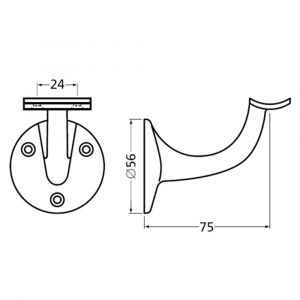 Hermeta 3505 leuninghouder 75 mm holzadel zwart EAN sticker 3505-70E