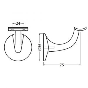 Hermeta 3506 leuninghouder 75 mm holzadel M8 zwart EAN sticker 3506-70E