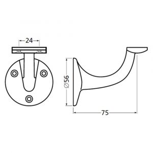 Hermeta 3507 leuninghouder 75 mm vlakzadel zwart EAN sticker 3507-70E