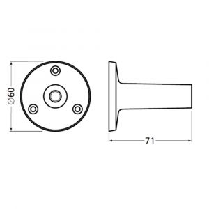 Hermeta 3511 leuninghouder rozet met vaste zuil 71 mm naturel 3511-01