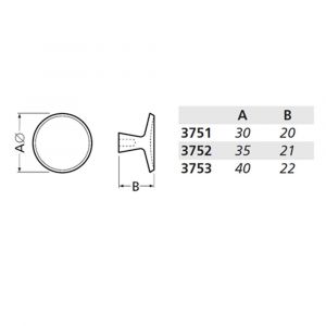 Hermeta 3753 meubelknop rond 40 mm met bout M4 wit EAN sticker 3753-79E