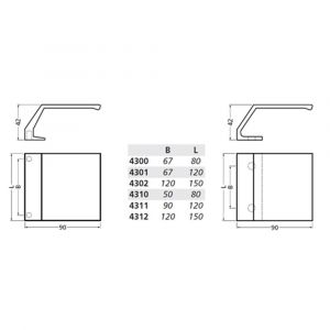 Hermeta 4310 deurduwer 80x90 mm 2x 8,5 mm nieuw zilver EAN sticker 4310-02E