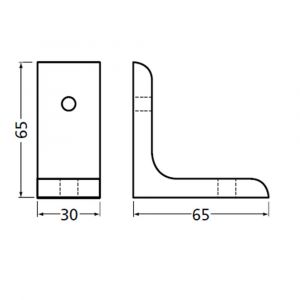 Hermeta 5500 plankdrager bevestigingshoek 65x65x30 mm mat zwart 5500-18