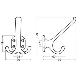 Hermeta 0028 garderobe hoed- en jashaak dubbel naturel 0028-01