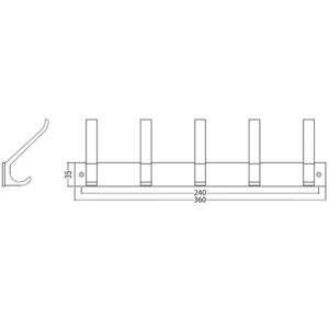 hermeta 0685 handdoekrek kapstok 5x haak nummer 880 naturel 0685-01