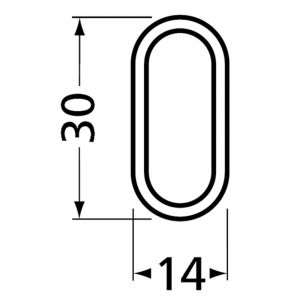 Hermeta 1010 garderobebuis recht ovaal Gardelux 1 30x14 mm L=1015 mm eiken 1010-36A