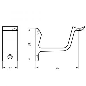 Hermeta 3552 leuninghouder holzadel profiel opschroevend mat zwart 3552-18