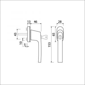 Ami VHB 822 draai-kiep raamgreep aluminium SKG** 7x32 mm compleet ovaal zwart 425560