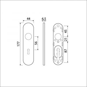 Ami 177/1 Klik kortschild aluminium sleutelgat SLG 56 F1 210202