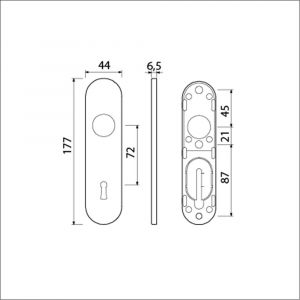 Ami 177/1 Klik kortschild aluminium sleutelgat SLG 72 F1 210204