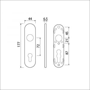 Ami 177/1 Klik kortschild aluminium profielcilinder PC 72 F1 210216