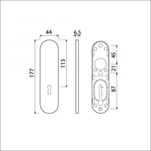 Ami 177/1 Klik kortschild aluminium zonder krukgat sleutelgat SLG 56 F1 210232