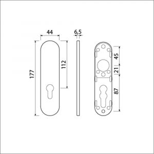 Ami 177/1 Klik kortschild aluminium zonder krukgat profielcilinder PC 55 F1 210243