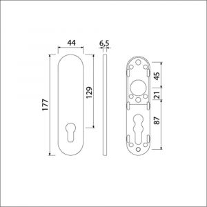 Ami 177/1 Klik kortschild aluminium zonder krukgat profielcilinder PC 72 F1 210246