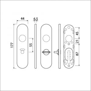 Ami 177/1 Klik kortschild aluminium toilet- en badkamersluiting WC 8/55 mm F1 210265