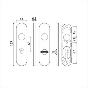 Ami 177/1 Klik kortschild aluminium toilet- en badkamersluiting WC 8/63 mm F1 210266