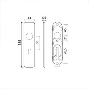 Ami 185/44 Klik kortschild aluminium sleutelgat SLG 56 F1 210302