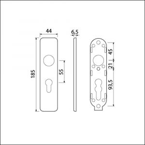 Ami 185/44 Klik kortschild aluminium profielcilinder PC 55 F1 210313