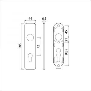 Ami 185/44 Klik kortschild aluminium profielcilinder PC 72 F1 210316