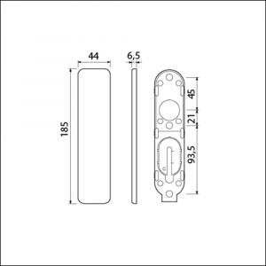 Ami 185/44 Klik kortschild aluminium geheel blind F1 210330