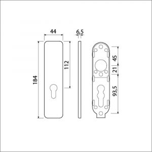 Ami 185/44 Klik kortschild aluminium zonder krukgat profielcilinder PC 55 F1 210343