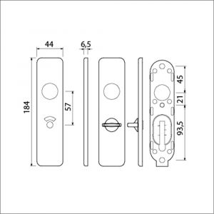 Ami 185/44 Klik kortschild aluminium toilet- en badkamersluiting WC 5/57 F1 210361