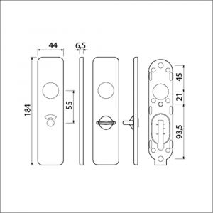 Ami 185/44 Klik kortschild aluminium toilet- en badkamersluiting WC 8/55 F1 210365