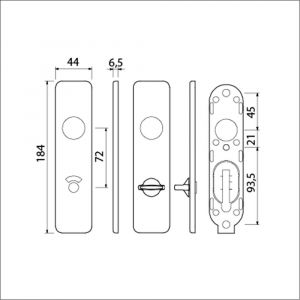 Ami 185/44 Klik kortschild aluminium toilet- en badkamersluiting WC 8/72 F1 210367