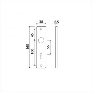 Ami 165/4 RH kortschild aluminium rondhoek sleutelgat SLG 56 F1 211002