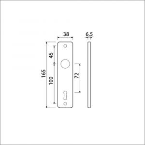 Ami 165/4 RH kortschild aluminium rondhoek sleutelgat SLG 72 F1 211004