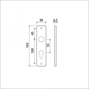 Ami 165/4 RH kortschild aluminium rondhoek profielcilinder PC 55 F1 211013