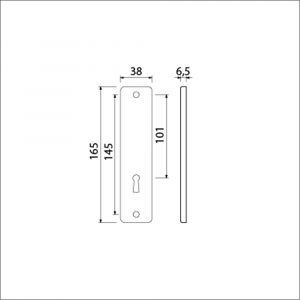 Ami 165/4 RH kortschild aluminium rondhoek zonder krukgat sleutelgat SLG 56 F1 211032