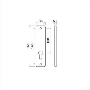 Ami 165/4 RH kortschild aluminium rondhoek zonder krukgat profielcilinder PC 55 F1 211043