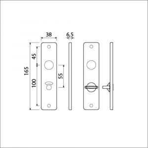 Ami 165/4 RH kortschild aluminium rondhoek toilet- en badkamersluiting WC 8/55 mm F1 211065