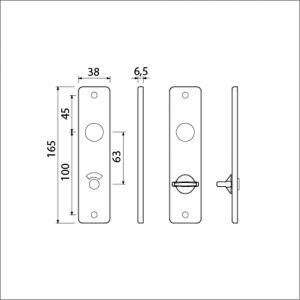 Ami 165/4 RH kortschild aluminium rondhoek toilet- en badkamersluiting WC 8/63 mm F1 211066